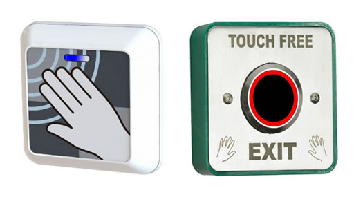 Touchless door push pads
