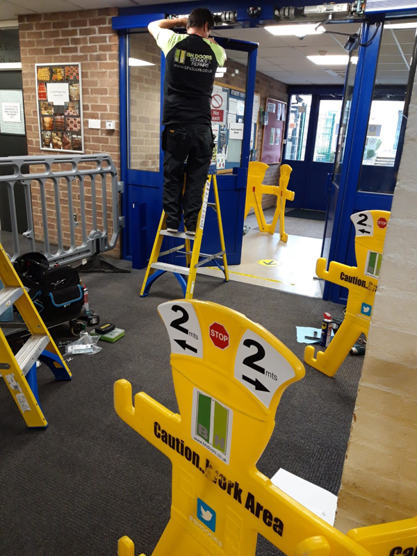 Automatic Geze Swing Door Repair, Oxford Commercial Door Services.