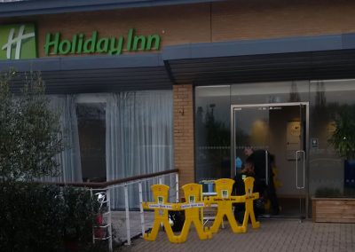 Holiday Inn glass swing doors