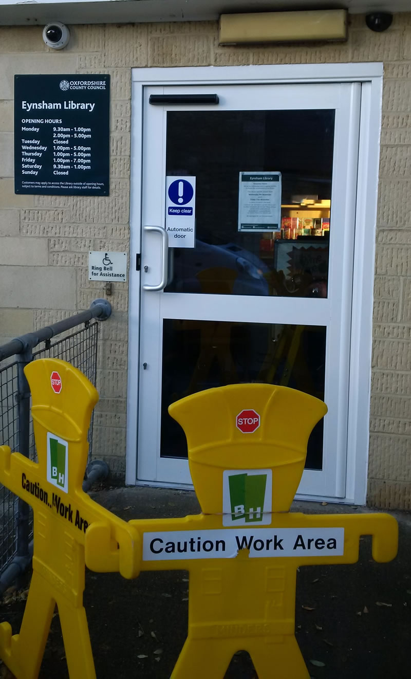 Automatic entrance door converted for accessibility