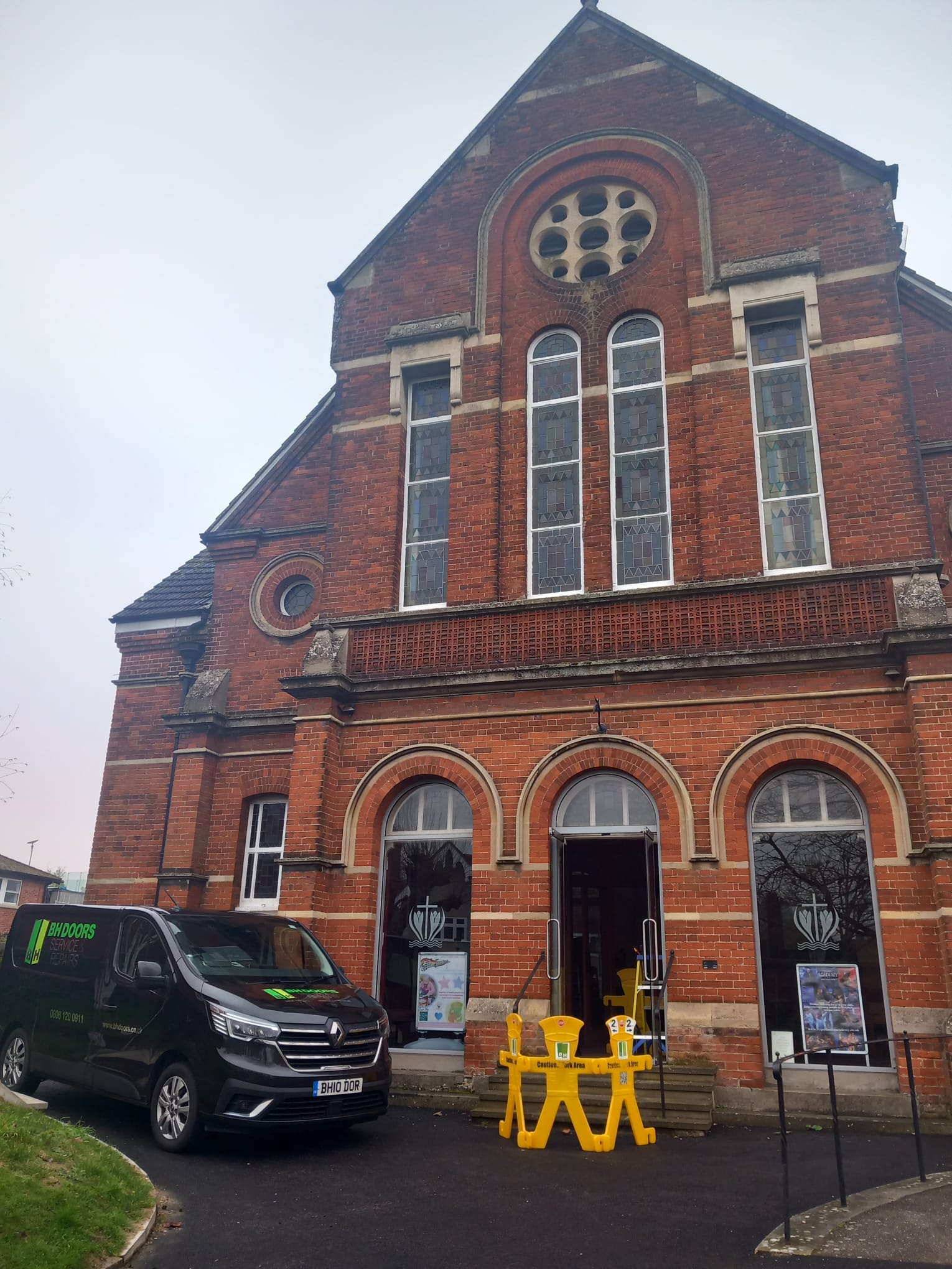Glass door floor spring closer replacment at Saffron Waldon Baptist Church Glass Door Floor Spring Closer Replacement